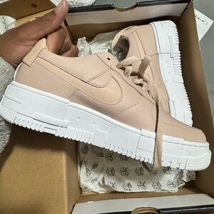 Nike Women's Beige and White Sneakers